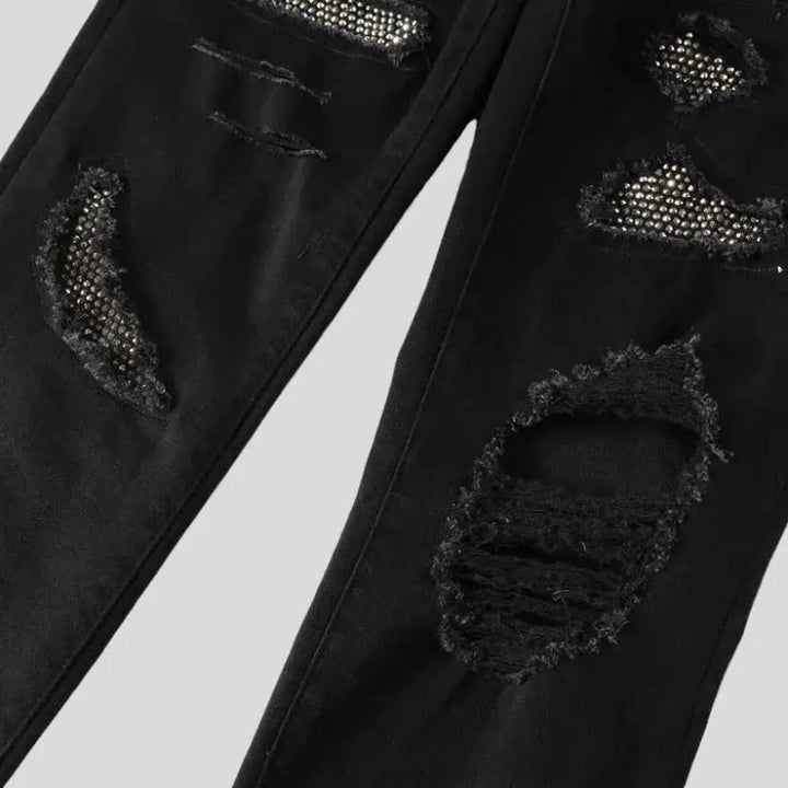 Frayed y2k jeans
 for men