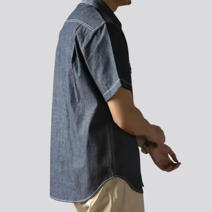 Short-sleeves men's jean shirt