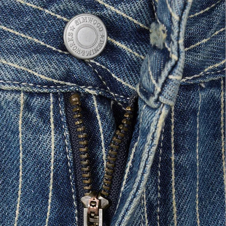 Casual midweight striped worker jeans for men