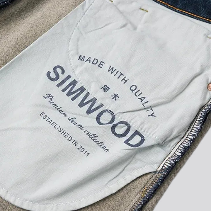 Mid-waist dark sanded men's jeans