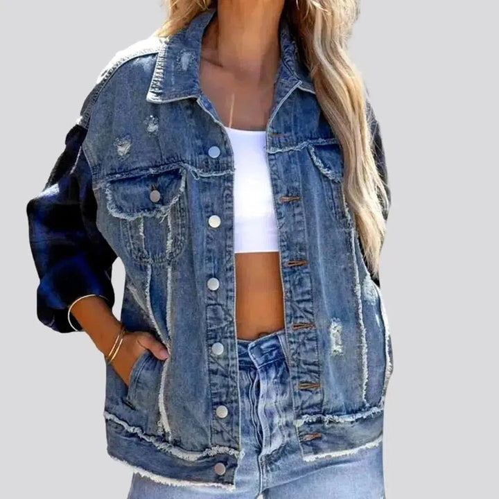 Light-wash distressed jean jacket for ladies | Jeans4you.shop