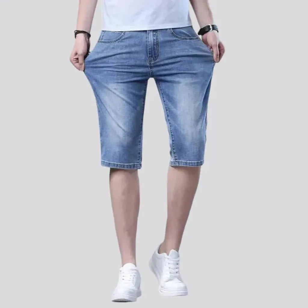 High-waist thin denim shorts
 for men