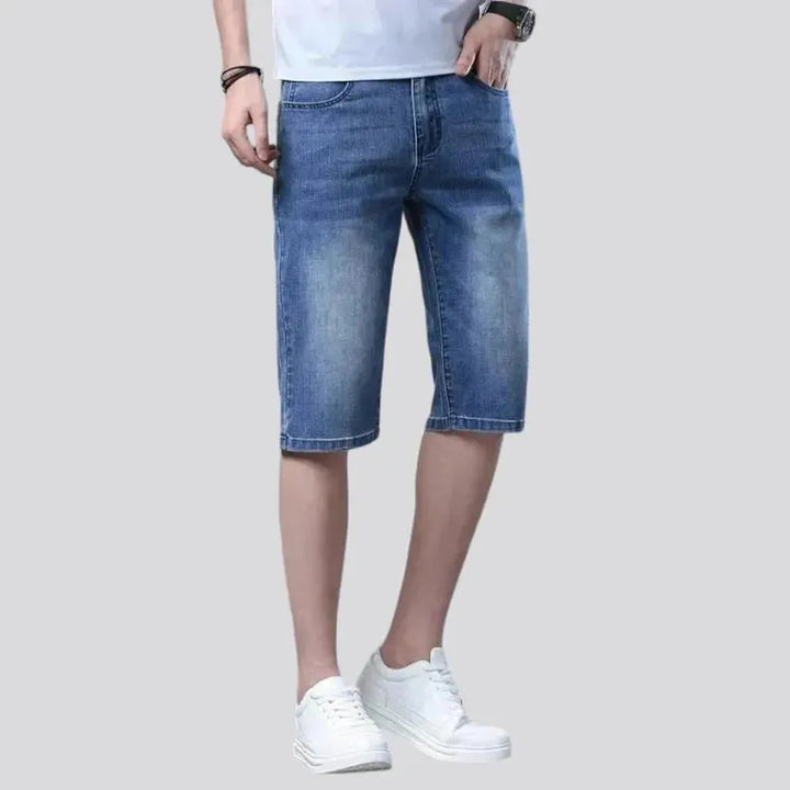 High-waist thin denim shorts
 for men