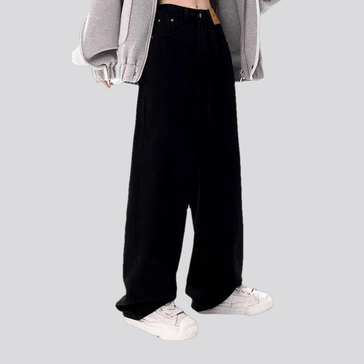 Whiskered baggy women's jeans