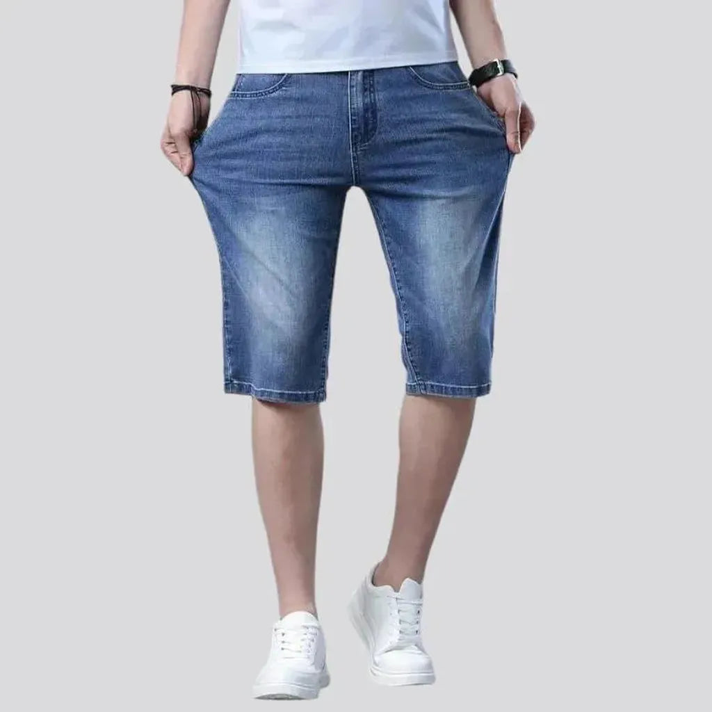 High-waist thin denim shorts
 for men