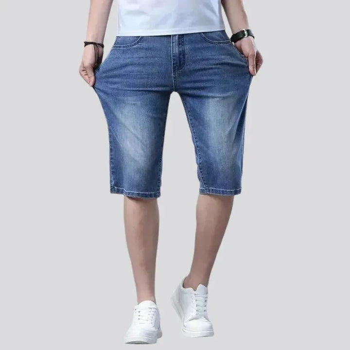 High-waist thin denim shorts
 for men